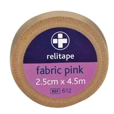 Reliance Medical Relitape Fabric Strapping Tape Pink 2.5cmx4.5m Pk 12