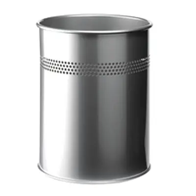 Durable Bin Round Metal 30mm Perforated D260xH315mm 15 Litres Metallic