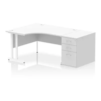 Impulse 1400 LH Crescent Desk Cantilever White/White 800 Desk High Ped