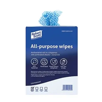 Cloths On A Roll Wipes Antibacterial Dispenser Box Blue (Pack of 200)