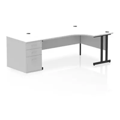 Impulse 1800 RH Crescent Desk Cantilever White/Black 800 Desk High Ped