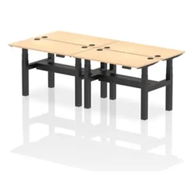 Air B2B 1200x600mm Height Adjustable 4P Bench Desk CP Maple/Black