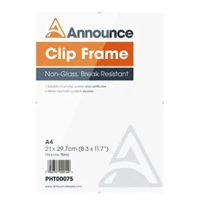 Announce Metal Clip Frame A4 Clear - PHT00075