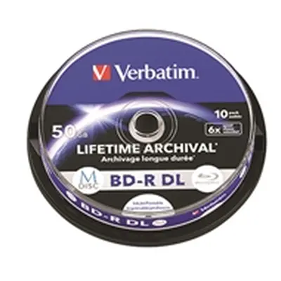 Verbatim M-Disc Lifetime Archival BD-R DL 50GB Printable Spindle Pk 10