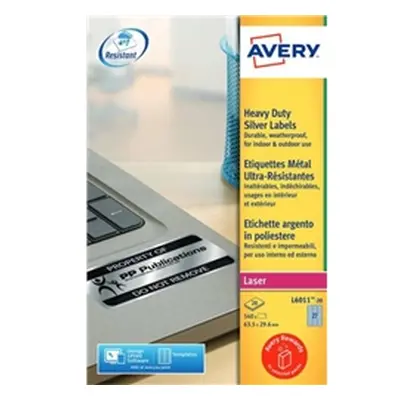 Avery Heavy Duty Labels Laser 27 per Sheet 63.5x29.6mm - L6011-20