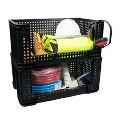 Really Useful Black Open Front Storage Crate 64 Litre