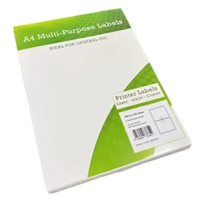 Alpa-Cartridge A4 Multip Labels 2 Per Sheet 199.6x143.5mm White100