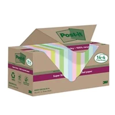 Post-it Super Sticky Recycled 76x76 Assorted (Pack of 18)