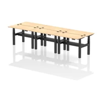 Air B2B 1200x600mm Height Adjustable 6P Bench Desk CP Maple/Black