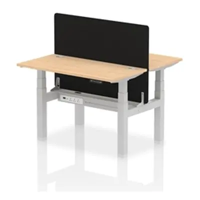 Air B2B 1200x600mm Adjustable 2P Bench Desk CP Maple/Silver + Screen