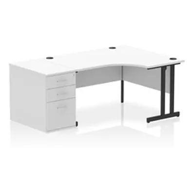 Impulse 1400 RH Crescent Desk Cantilever White/Black 800 Desk High Ped