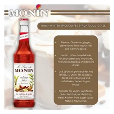 Monin Winter Spice Coffee Syrup 700ml (Glass)