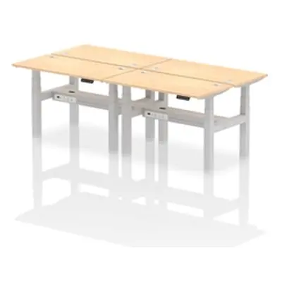 Air B2B 1200x600mm Height Adjustable 4P Bench Desk CP Maple/Silver