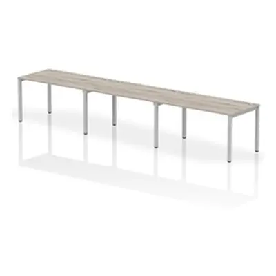 Impulse Single Row 3 Person 1400 Silver Frame Bench Desk Grey Oak