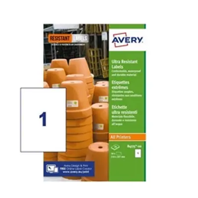 Avery Ultra Resistant Labels 210x297mm (Pack of 20) B4775-20