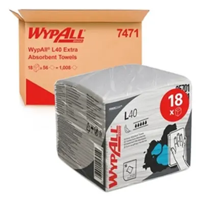 WypAll L40 Wipers 1 Ply Folded Sheets White (Pack of 18) 7471