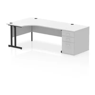 Impulse 1800 LH Crescent Desk Cantilever White/Black 800 Desk High Ped