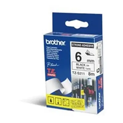 Brother P-Touch TZe Laminated Tape 6mm x 8m Black on White TZES211