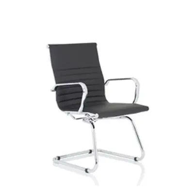 Nola Black Bonded Leather Cantilever Chair - OP000224