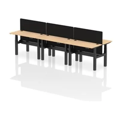 Air B2B 1200x600mm Adjustable 6P Bench Desk CP Maple/Black + Screen