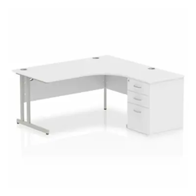 Impulse 1600 Right Hand Cantilever Workstation 600 Pedestal White