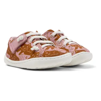 CAMPER Peu - Smart casual shoes for First walkers - Pink,Brown, size Cotton fabric/Smooth leathe