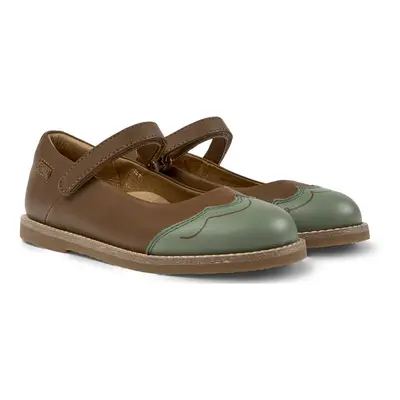 CAMPER Twins - Ballerinas for Girls - Brown,Green, size Smooth leather