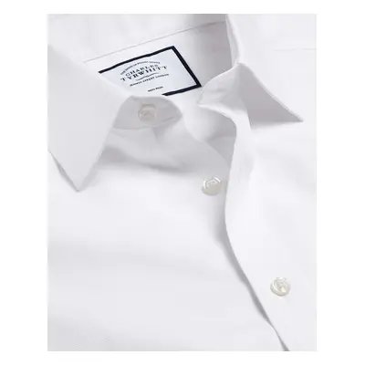 Men's Non-Iron Royal Oxford Cotton Formal Shirt - White Single Cuff, by Charles Tyrwhitt