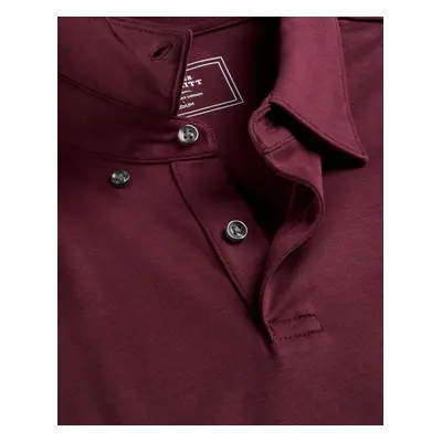 Men's Long Sleeve Smart Jersey Cotton Polo - Wine Red, by Charles Tyrwhitt