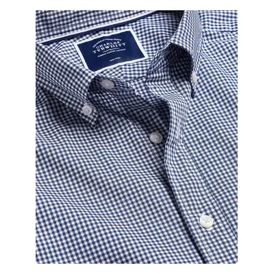 Men's Non-Iron Stretch Short Sleeve Cotton Shirt - French Blue Single Cuff, by Charles Tyrwhitt