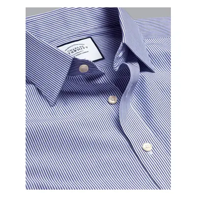 Men's Non-Iron Bengal Stripe Cotton Formal Shirt - Royal Blue Single Cuff, by Charles Tyrwhitt