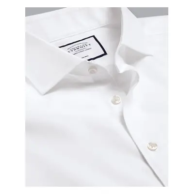 Men's Extreme Cutaway Collar Non-Iron Twill Cotton Formal Shirt - White Single Cuff, by Charles 