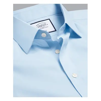 Men's Non-Iron Poplin Cotton Formal Shirt - Sky Blue Single Cuff, by Charles Tyrwhitt