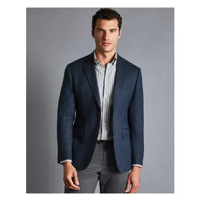 Men's Herringbone Wool Texture Jacket - Denim Blue, by Charles Tyrwhitt