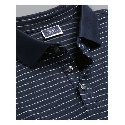 Men's Pique Cotton Polo - Navy & White, by Charles Tyrwhitt