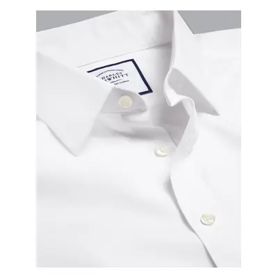 Men's Non-Iron Poplin Cotton Formal Shirt - White Single Cuff, by Charles Tyrwhitt