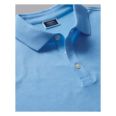 Men's Pique Cotton Polo - Light Blue, by Charles Tyrwhitt