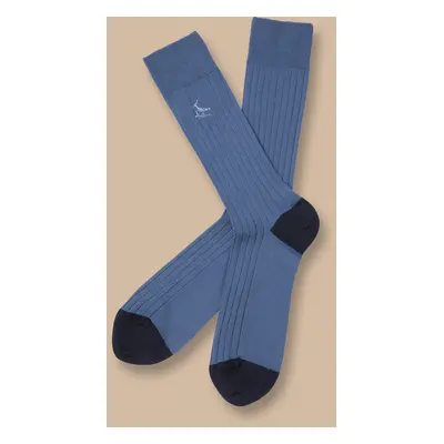 Men's Cotton Rib Socks - Indigo Blue, by Charles Tyrwhitt