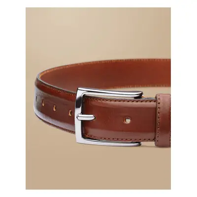 Men's Formal Leather Belt - Dark Tan Brown, by Charles Tyrwhitt