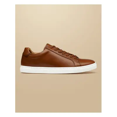 Men's Leather Trainers - Dark Tan Brown, by Charles Tyrwhitt