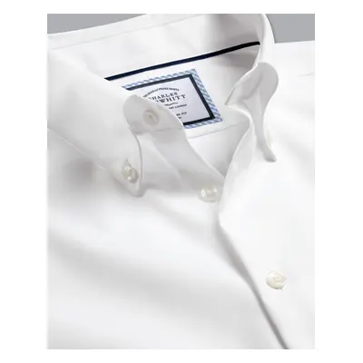 Men's Non-Iron Pinpoint Oxford Cotton Formal Shirt - White Single Cuff, by Charles Tyrwhitt