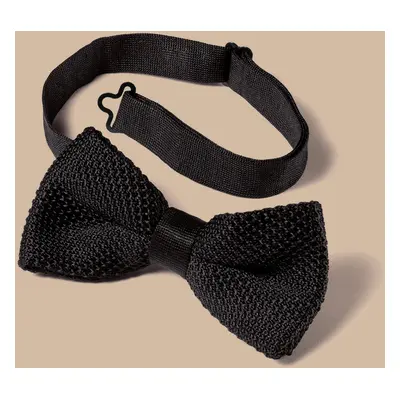 Men's Silk Knitted Bow Tie - Black, by Charles Tyrwhitt