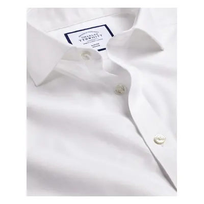 Men's Cutaway Collar Non-Iron Twill Cotton Formal Shirt - White Single Cuff, by Charles Tyrwhitt