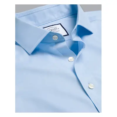 Men's Cutaway Collar Non-Iron Twill Cotton Formal Shirt - Sky Blue Single Cuff, by Charles Tyrwh