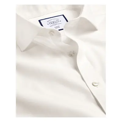 Men's Cutaway Collar Non-Iron Twill Cotton Formal Shirt - Ivory Single Cuff, by Charles Tyrwhitt