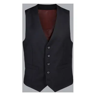 Men's Natural Stretch Twill Waistcoat - Black, by Charles Tyrwhitt