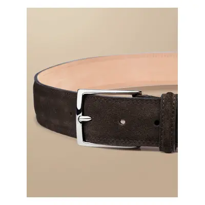 Men's Suede Leather Belt - Chocolate Brown, by Charles Tyrwhitt