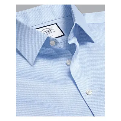 Men's Non-Iron Puppytooth Cotton Formal Shirt - Sky Blue Double Cuff, by Charles Tyrwhitt