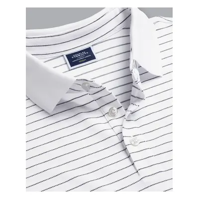 Men's Pique Cotton Polo - White & Navy, by Charles Tyrwhitt