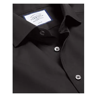 Men's Cutaway Collar Non-Iron Poplin Cotton Formal Shirt - Black Double Cuff, by Charles Tyrwhit